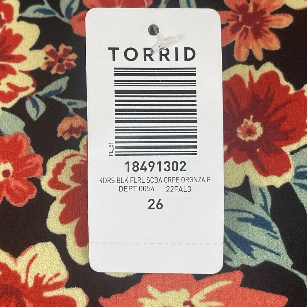 Torrid Mini Scuba‎ Crepe Organza High Neck Puff Sleeve Dress Women Size 26